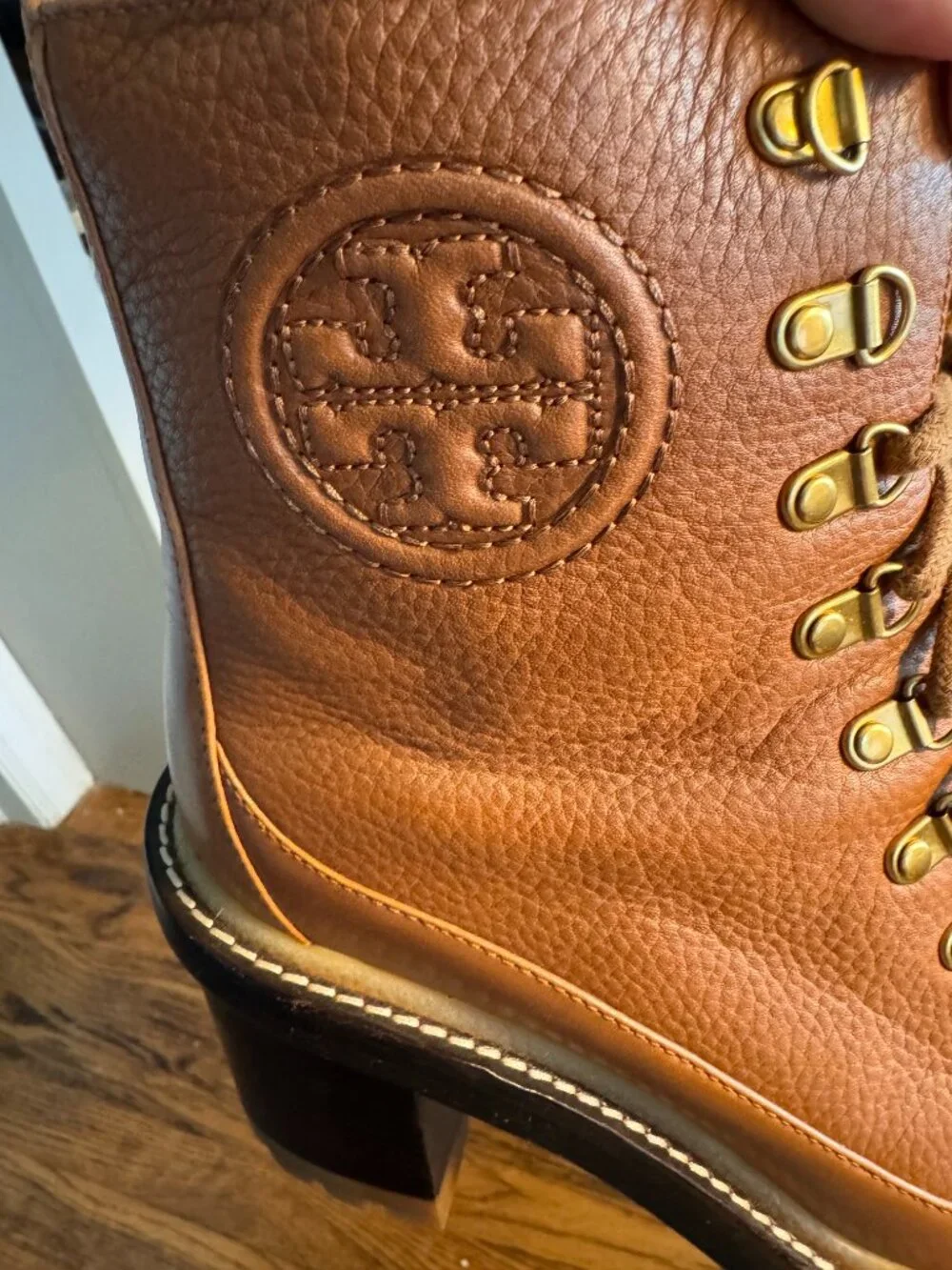 tory Burch Miller Mixed-Materials Lug Sole Boot Size 8.5